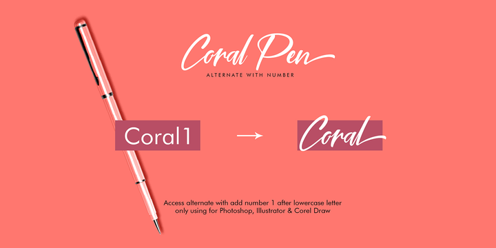 Beispiel einer Coral Pen Regular-Schriftart