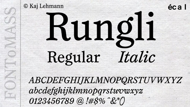 Beispiel einer Rungli Regular-Schriftart