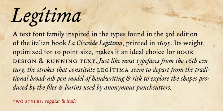 Beispiel einer Legitima Regular-Schriftart