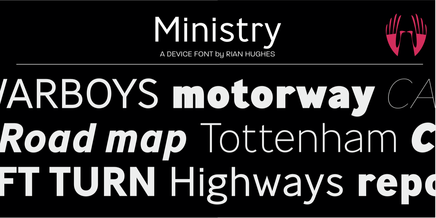 Beispiel einer Ministry Bold-Schriftart