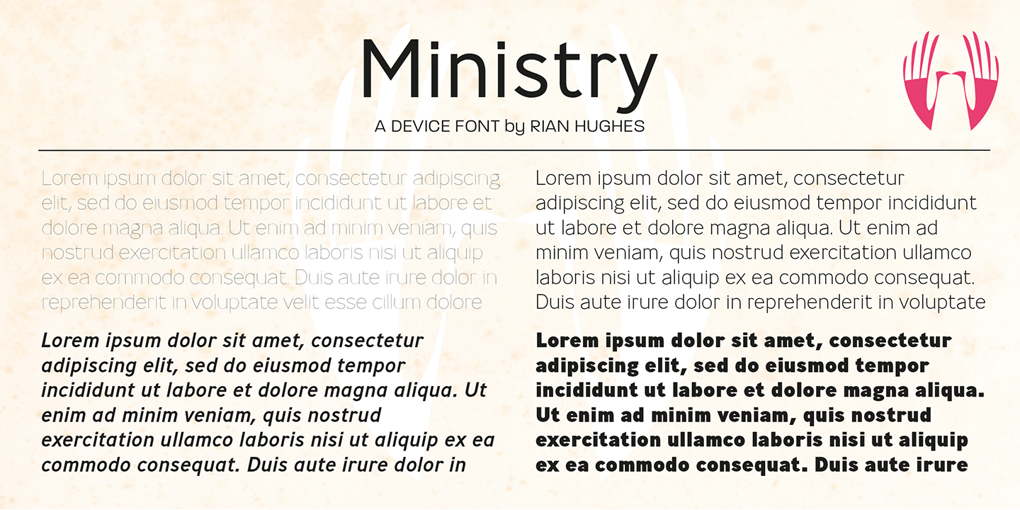 Beispiel einer Ministry-Schriftart