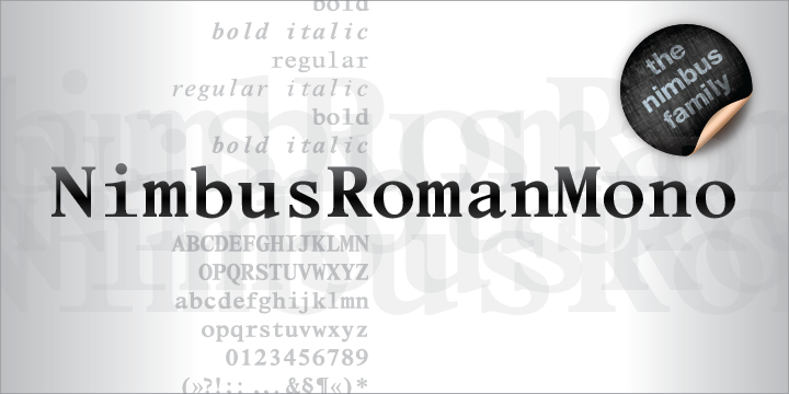 Beispiel einer Nimbus Roman Mono-Schriftart