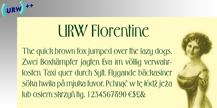 Beispiel einer Florentine Regular  URW Type-Schriftart