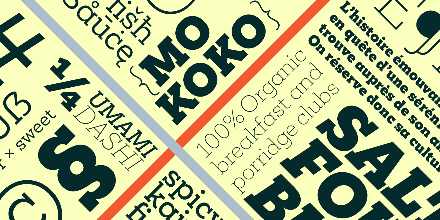 Beispiel einer Mokoko Extra Bold-Schriftart