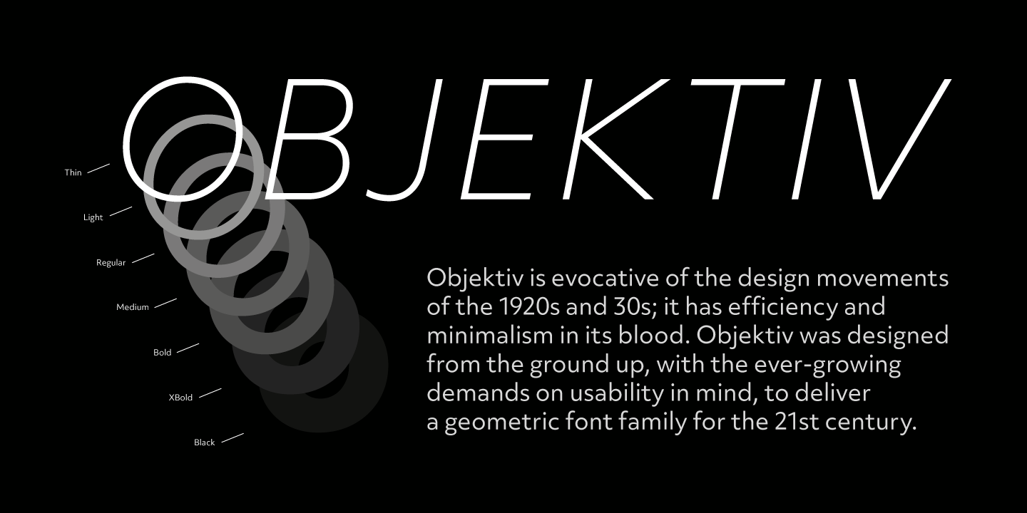 Beispiel einer Objektiv XBold-Schriftart