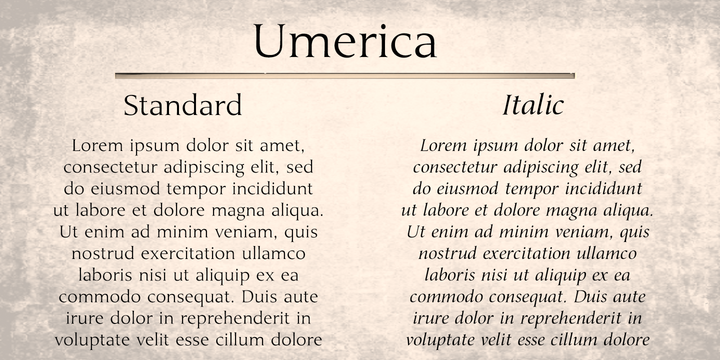 Beispiel einer Umerica Regular-Schriftart