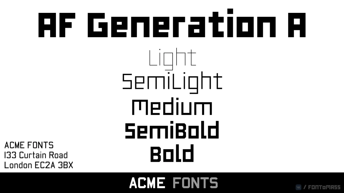 Beispiel einer AF Generation A Semi Light-Schriftart