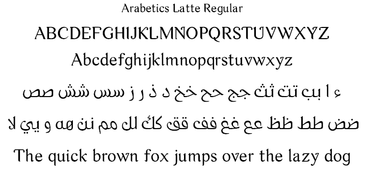 Beispiel einer Arabetics Latte Slant Bold-Schriftart