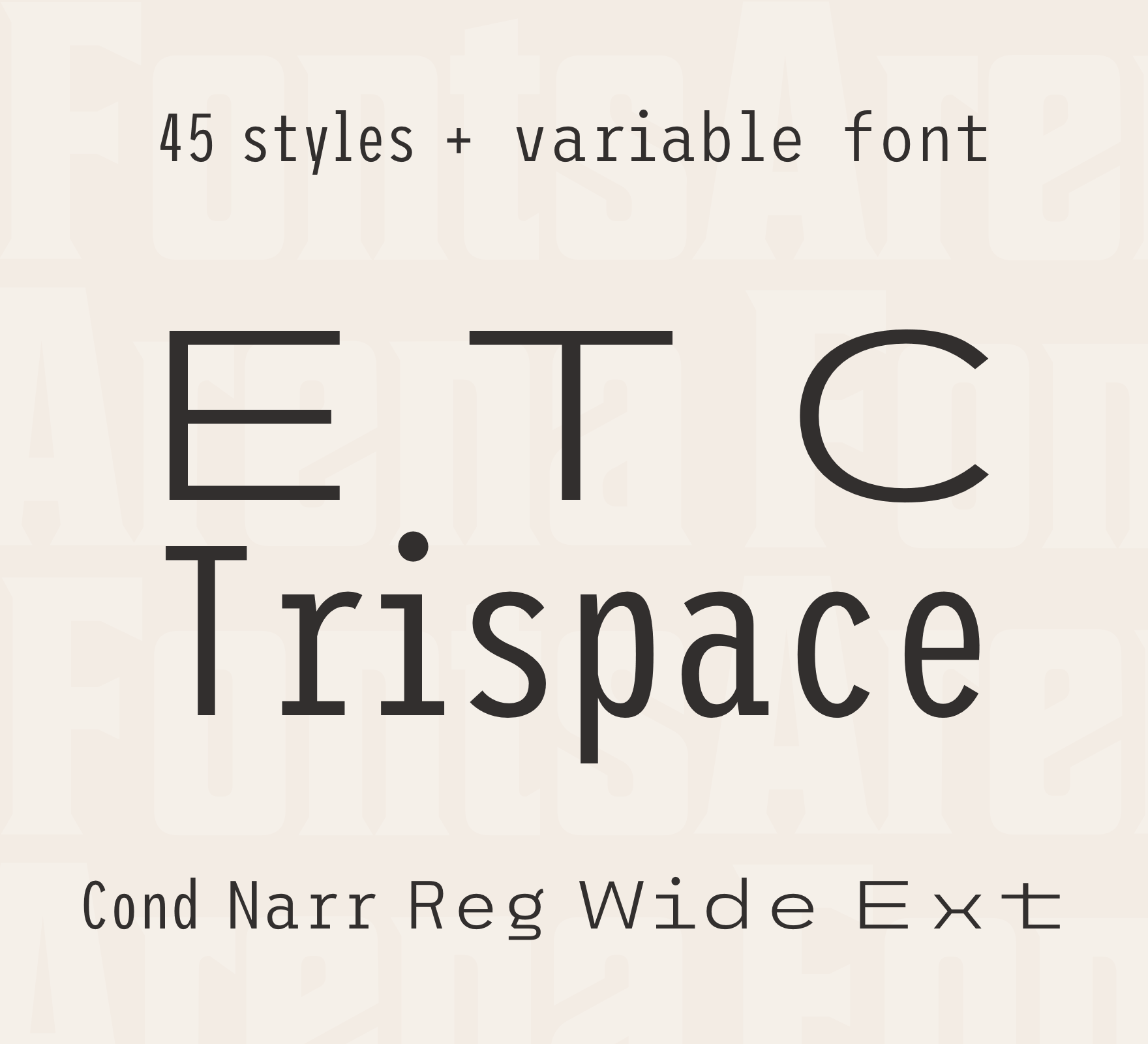 Beispiel einer ETC Trispace Extra Bold Condensed-Schriftart