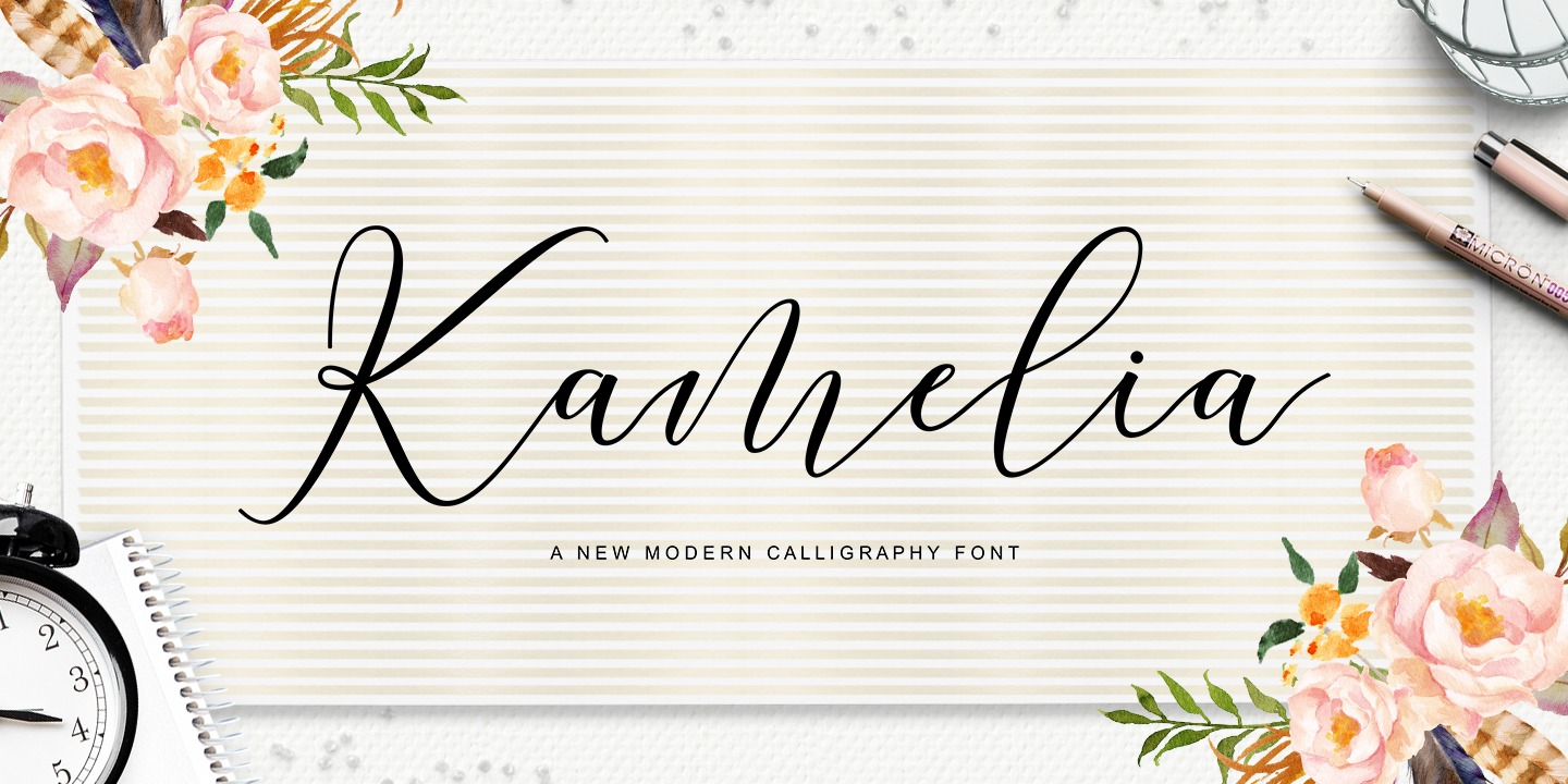 Beispiel einer Kamelia Script-Schriftart