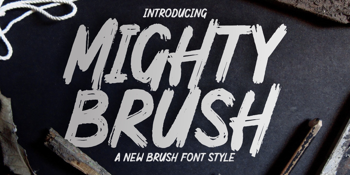 Beispiel einer Mighty Brush Regular-Schriftart