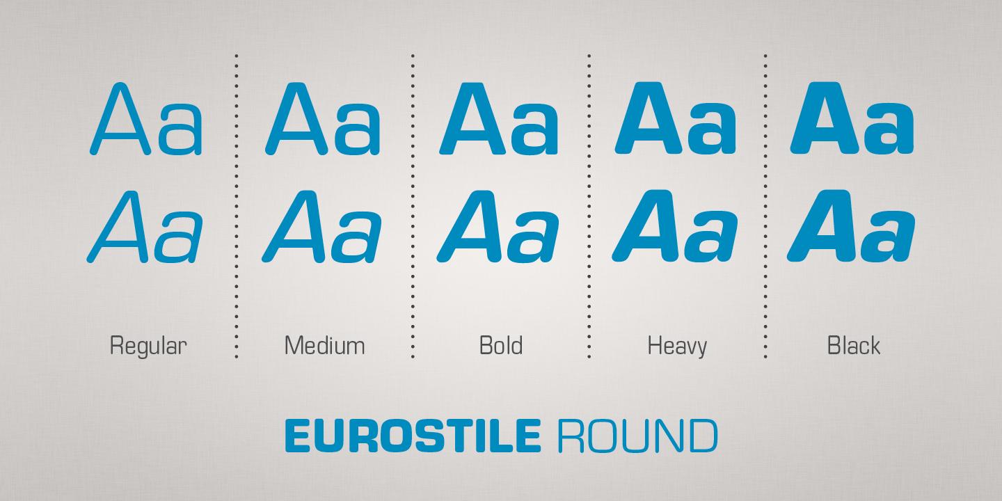 Beispiel einer Eurostile Round Heavy Italic-Schriftart