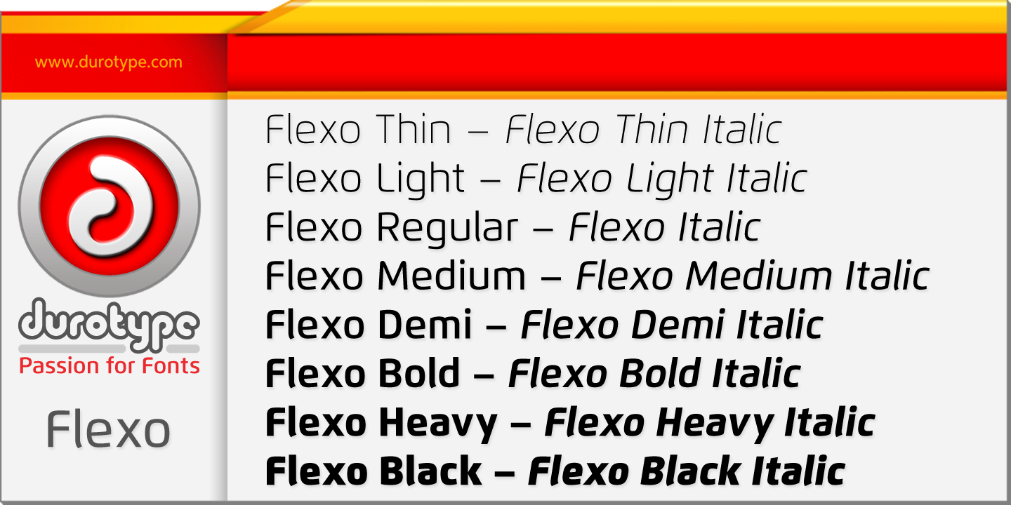 Beispiel einer Flexo Light Italic-Schriftart