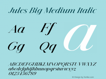 Beispiel einer Jules Big Medium Italic-Schriftart