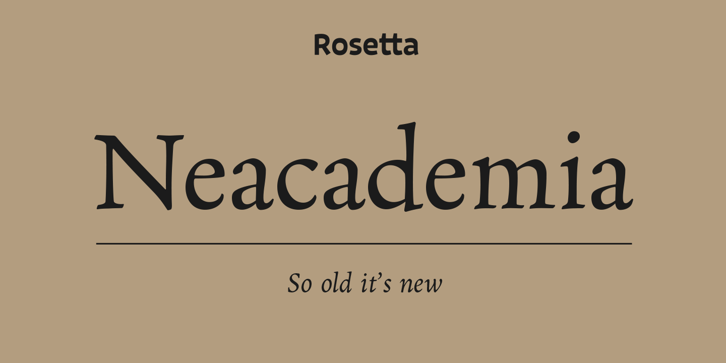 Beispiel einer Neacademia Subhead Italic-Schriftart