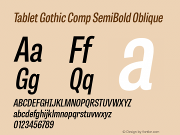 Beispiel einer Tablet Gothic Comp-Schriftart