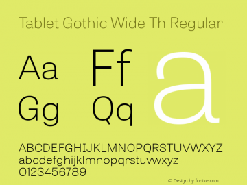 Beispiel einer Tablet Gothic Wide-Schriftart