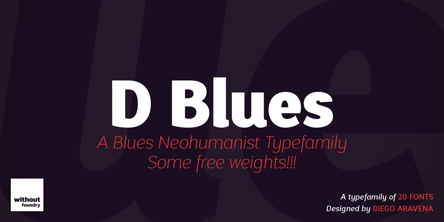 Beispiel einer D Blues Book Italic-Schriftart