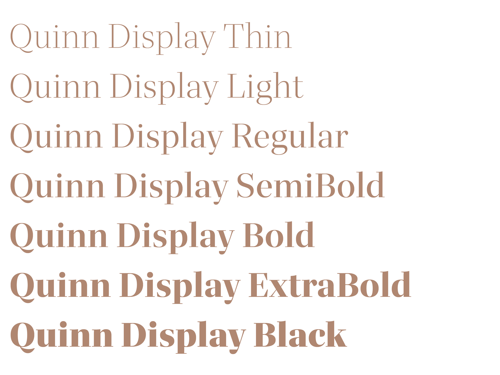 Beispiel einer Quinn Display Light Italic-Schriftart