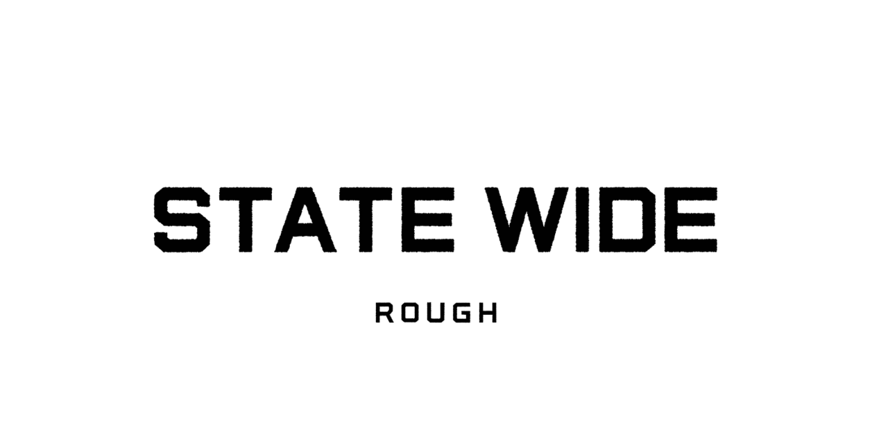 Beispiel einer State Wide Rough Black Italic-Schriftart