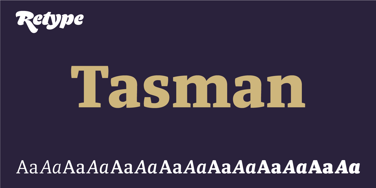 Beispiel einer Tasman Regular-Schriftart