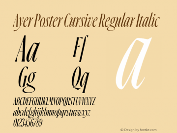 Beispiel einer Ayer Poster Cursive SemiBold Italic-Schriftart