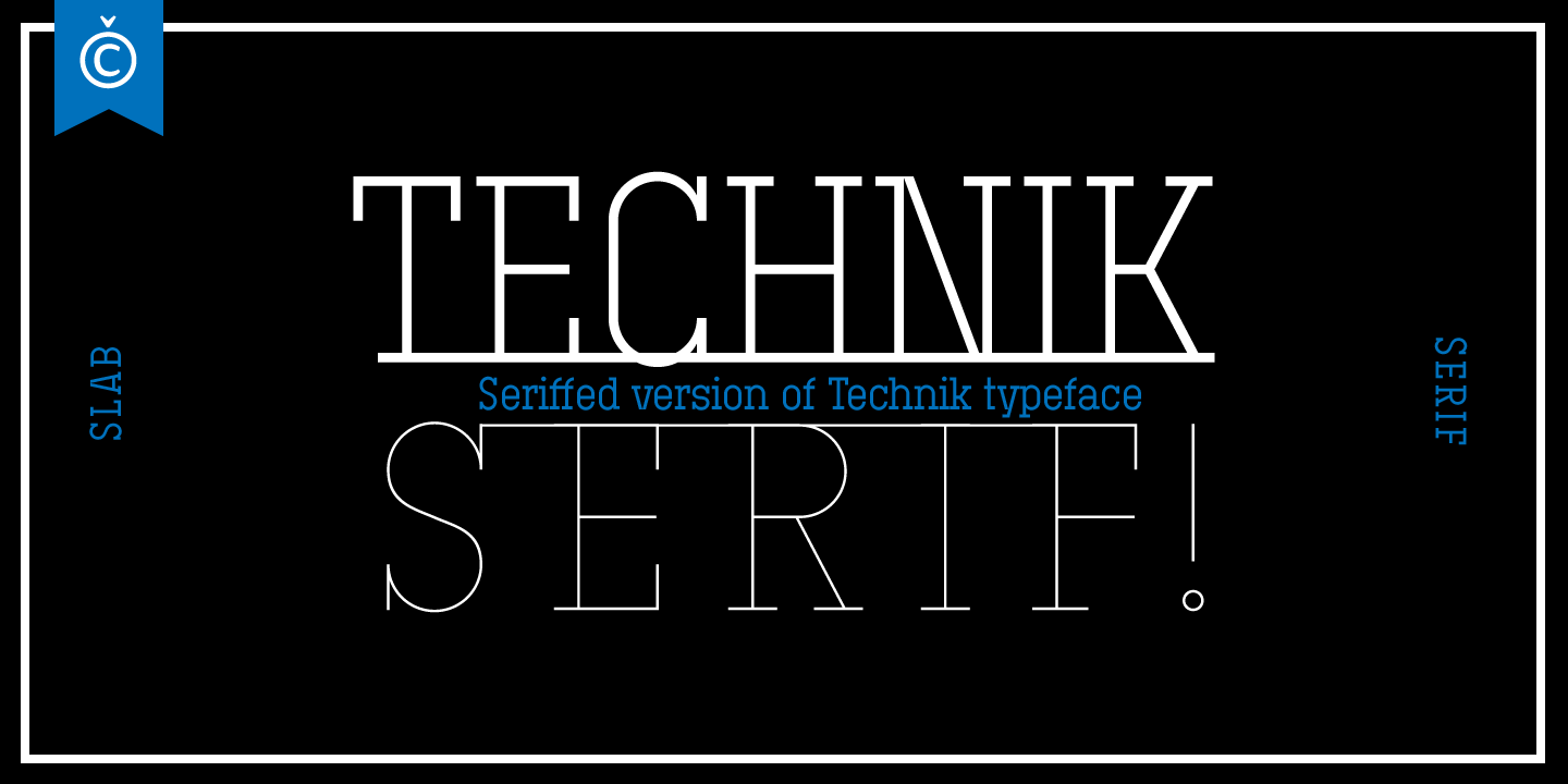 Beispiel einer Technik Serif 100-Schriftart
