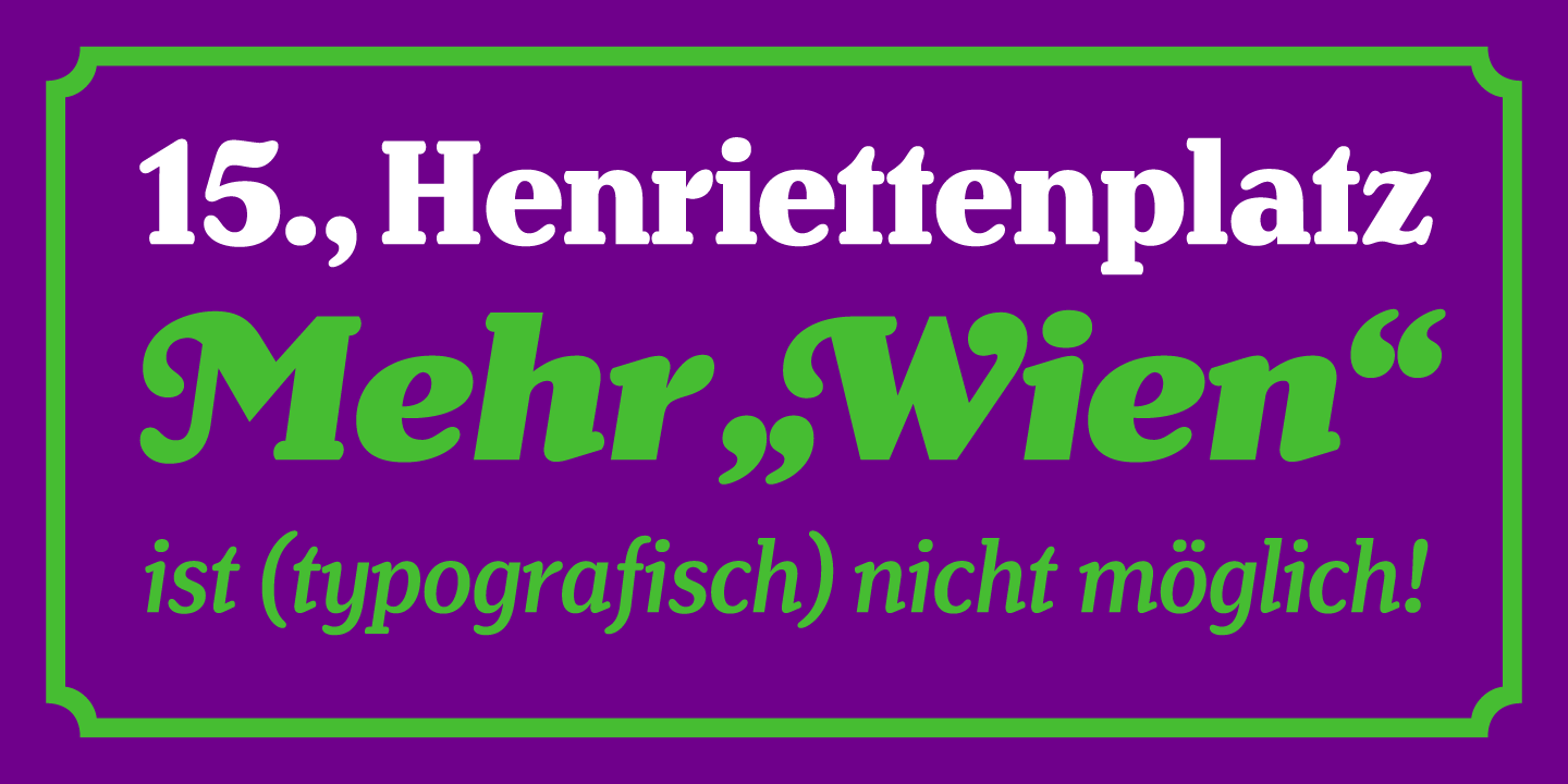 Beispiel einer Henriette Compressed Bold Italic-Schriftart