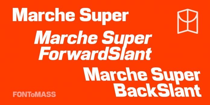 Beispiel einer Marche Super Super-Schriftart