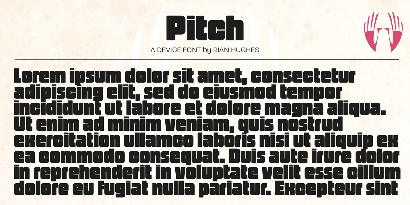 Beispiel einer Pitch SemiBold Italic-Schriftart