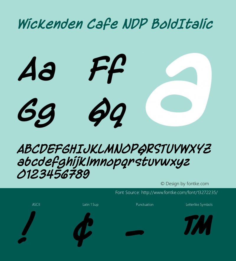 Beispiel einer Wickenden Cafe NDP Italic-Schriftart