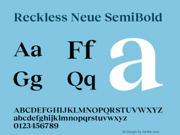Beispiel einer Reckless Neue Bold Italic-Schriftart