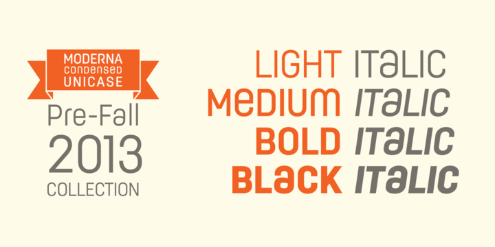 Beispiel einer Moderna Condensed Light Condensed-Schriftart