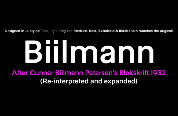 Beispiel einer Biilmann Extra Bold-Schriftart