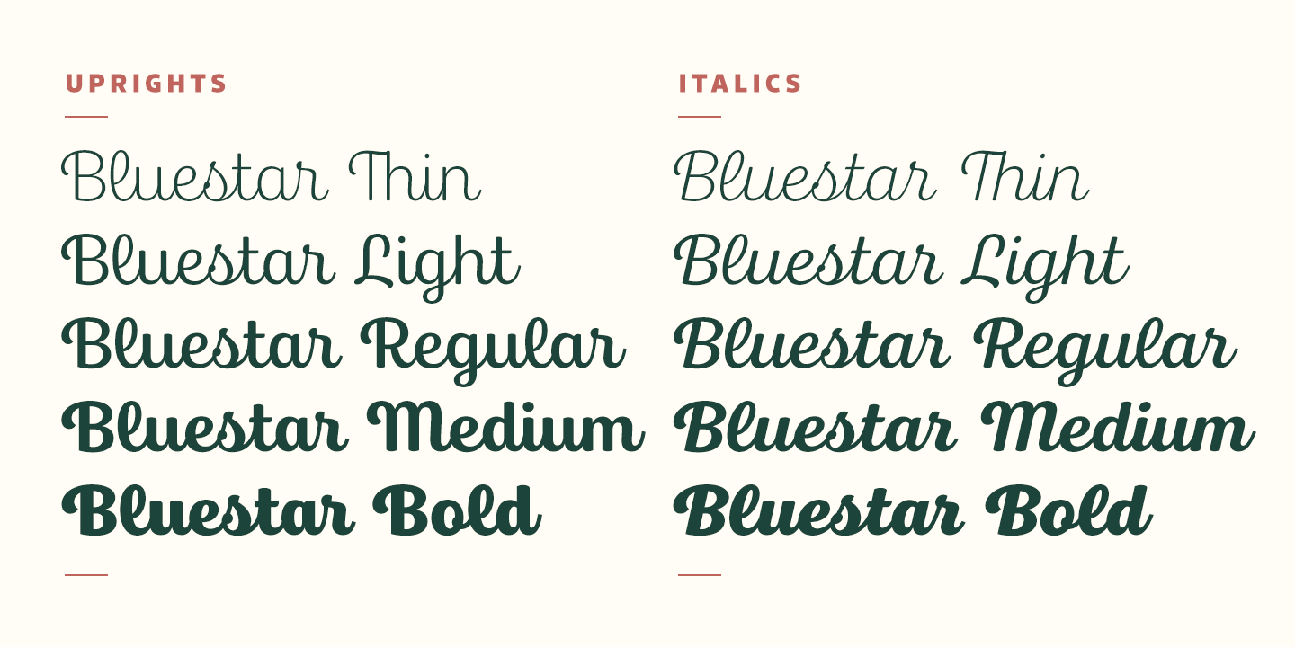 Beispiel einer Bluestar Light-Schriftart