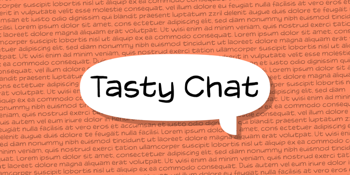 Beispiel einer Tasty Chat Italic-Schriftart