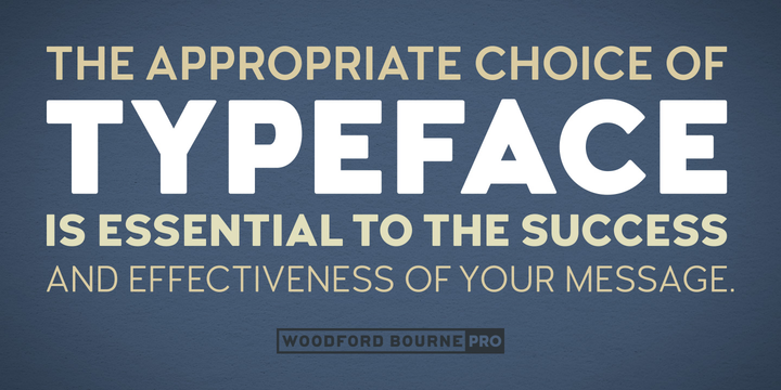 Beispiel einer Woodford Bourne Pro Thin-Schriftart