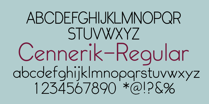 Beispiel einer Cennerik Regular-Schriftart