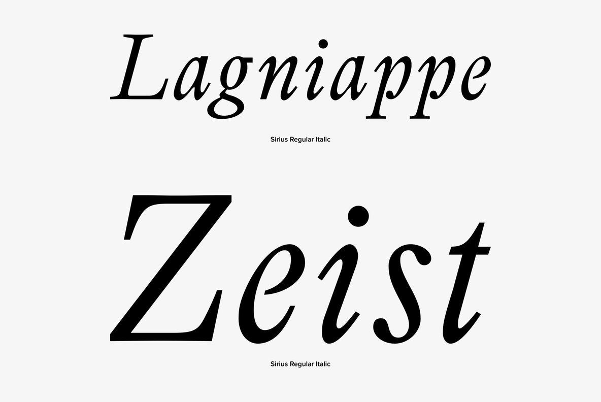 Beispiel einer Sirius Italic-Schriftart