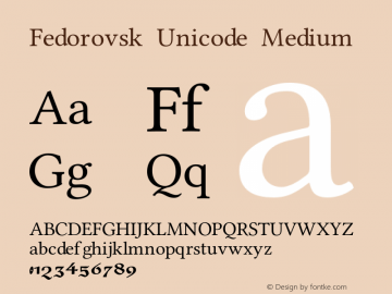 Beispiel einer Fedorovsk Unicode-Schriftart