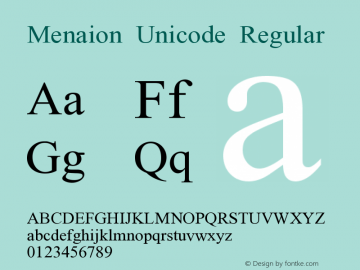 Beispiel einer Menaion Unicode-Schriftart