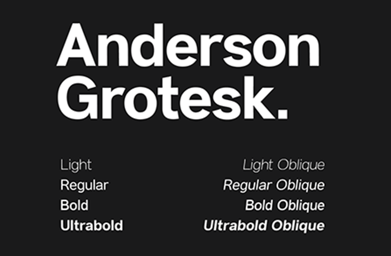 Beispiel einer Anderson Grotesk Regular-Schriftart