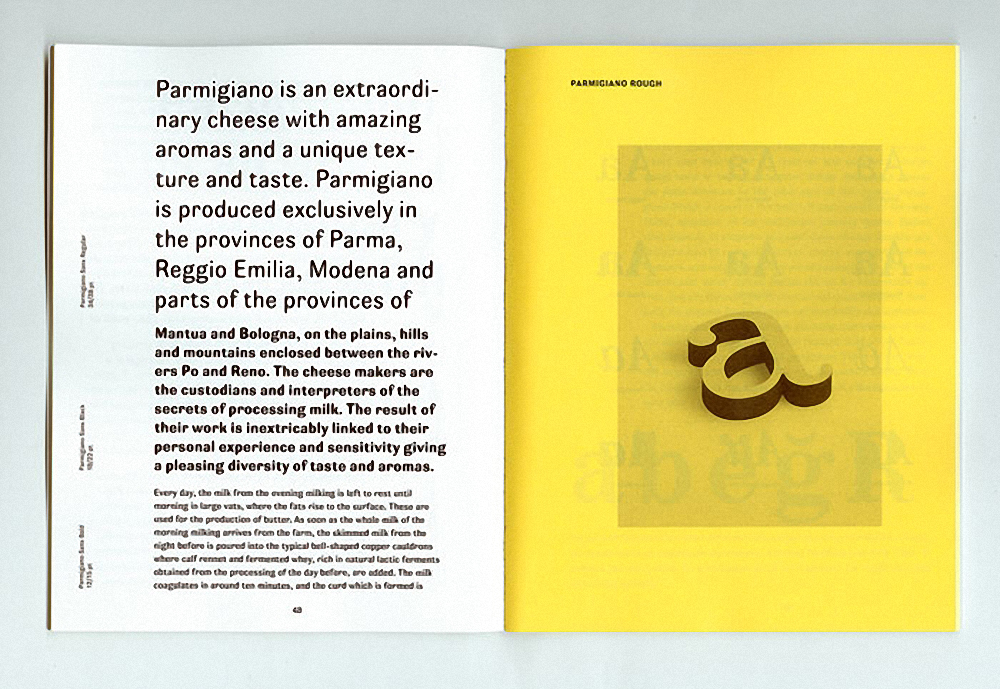 Beispiel einer Parmigiano Piccolo Pro Medium-Schriftart