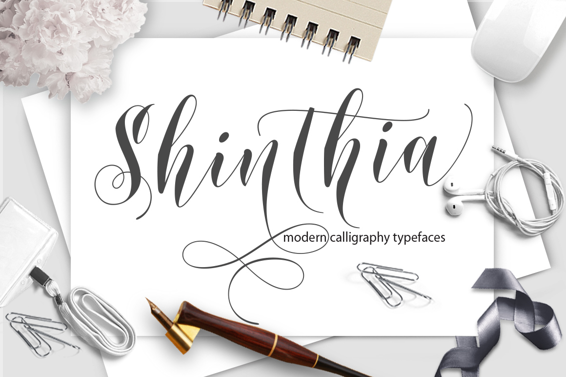 Beispiel einer Shinthia Script Regular-Schriftart