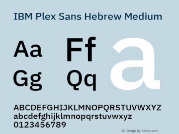 Beispiel einer IBM Plex Sans Hebrew-Schriftart
