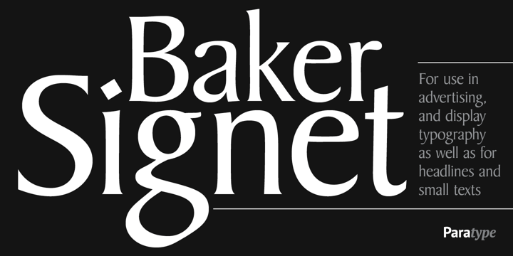 Beispiel einer Baker Signet Regular-Schriftart