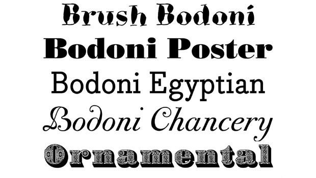 Beispiel einer Bodoni Brush-Schriftart