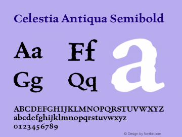 Beispiel einer Celestia Antiqua-Schriftart