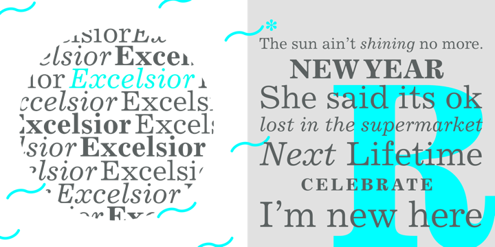 Beispiel einer Excelsior Italic-Schriftart