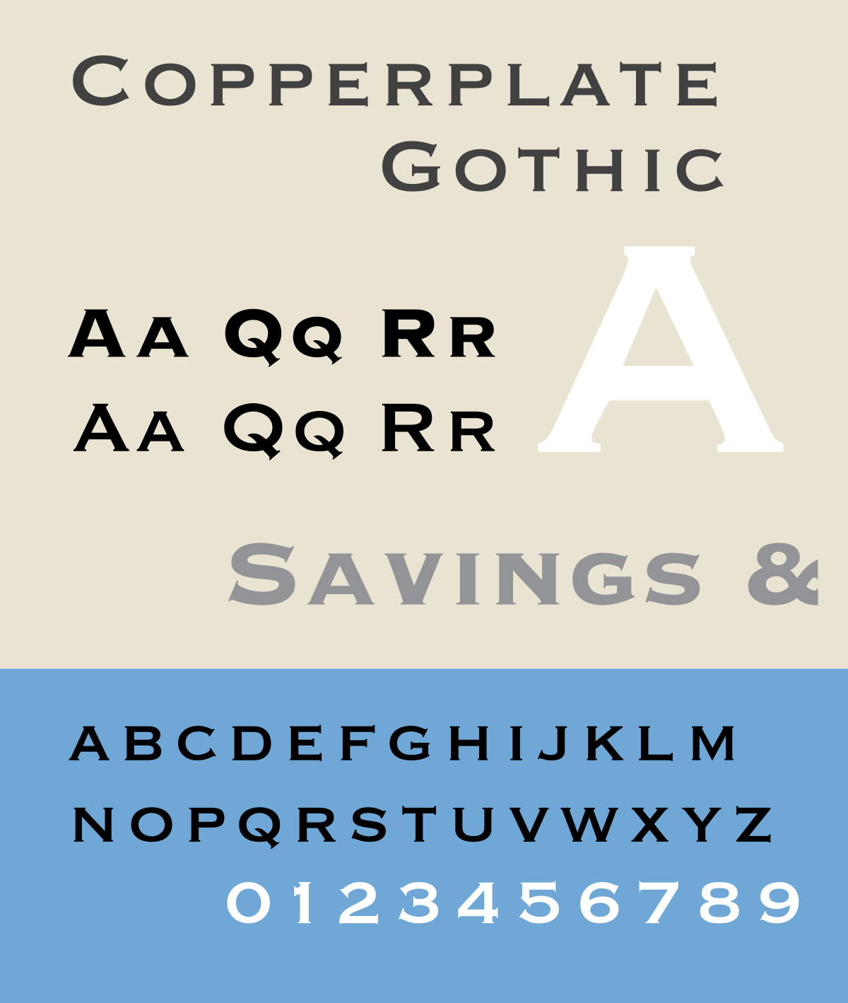 Beispiel einer Copperplate Gothic-Schriftart